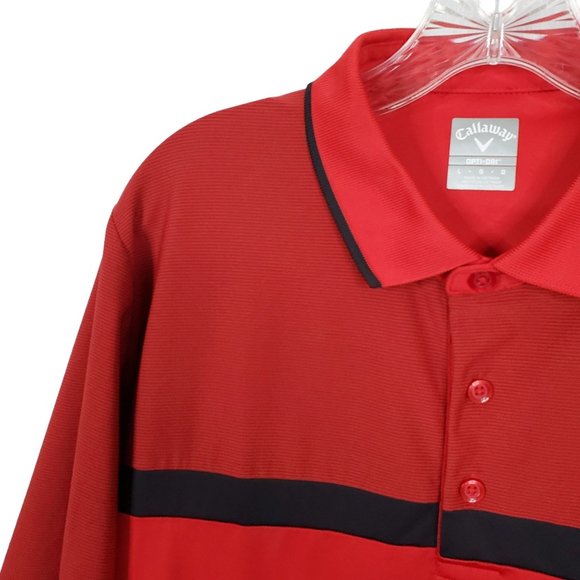 Callaway Size L Shirt Opti Dri Swing Tech Golf Polo Stretch Stripes Collar - Picture 4 of 8
